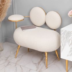 Банкетка Пьяно Золото Букле Белый