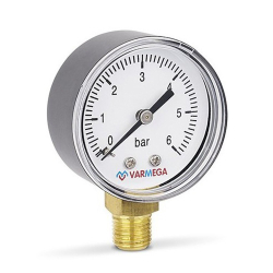 Манометр VARMEGA радиальный 50 мм, 6 бар, 1/4", VMMT10-500602