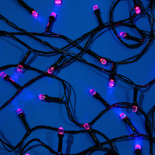 СНОУ БУМ Гирлянда эл. вьюн 20м, 200LED, розовый, 8 режимов, ПВХ черный, 220В