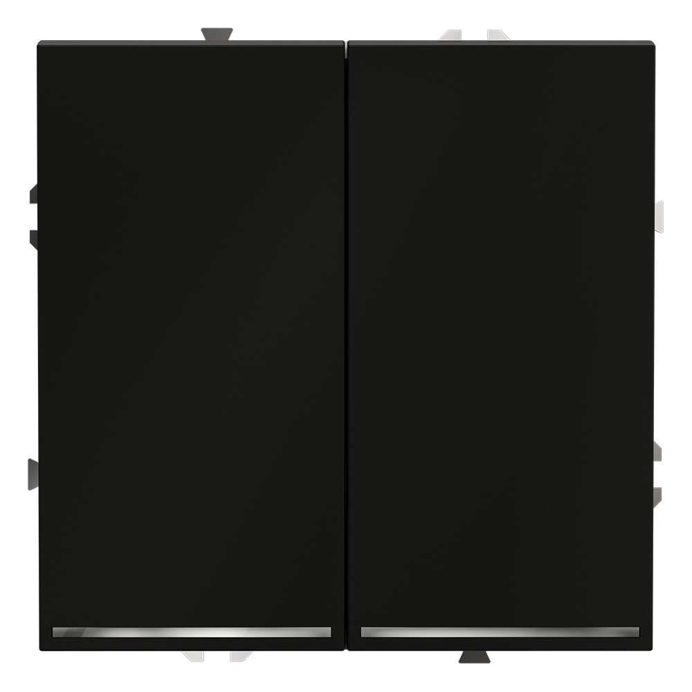 Проходной переключатель встраиваемый VOLTUM S70 двухклавишный с подсветкой 10А, (черный матовый)