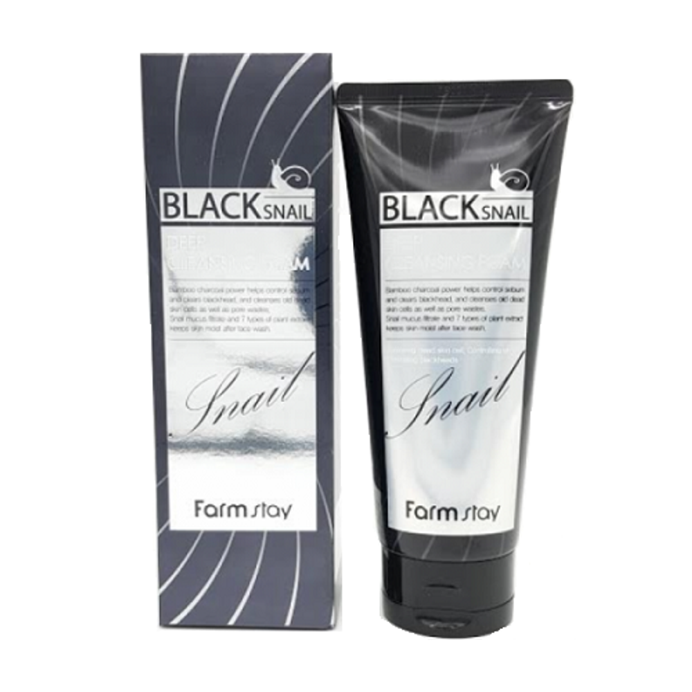 Пенка очищающая с муцином черной улитки FarmStay black snail deep Cleansing Foam 180мл