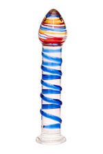 Фаллоимитатор стеклянный разноцветный 18 см