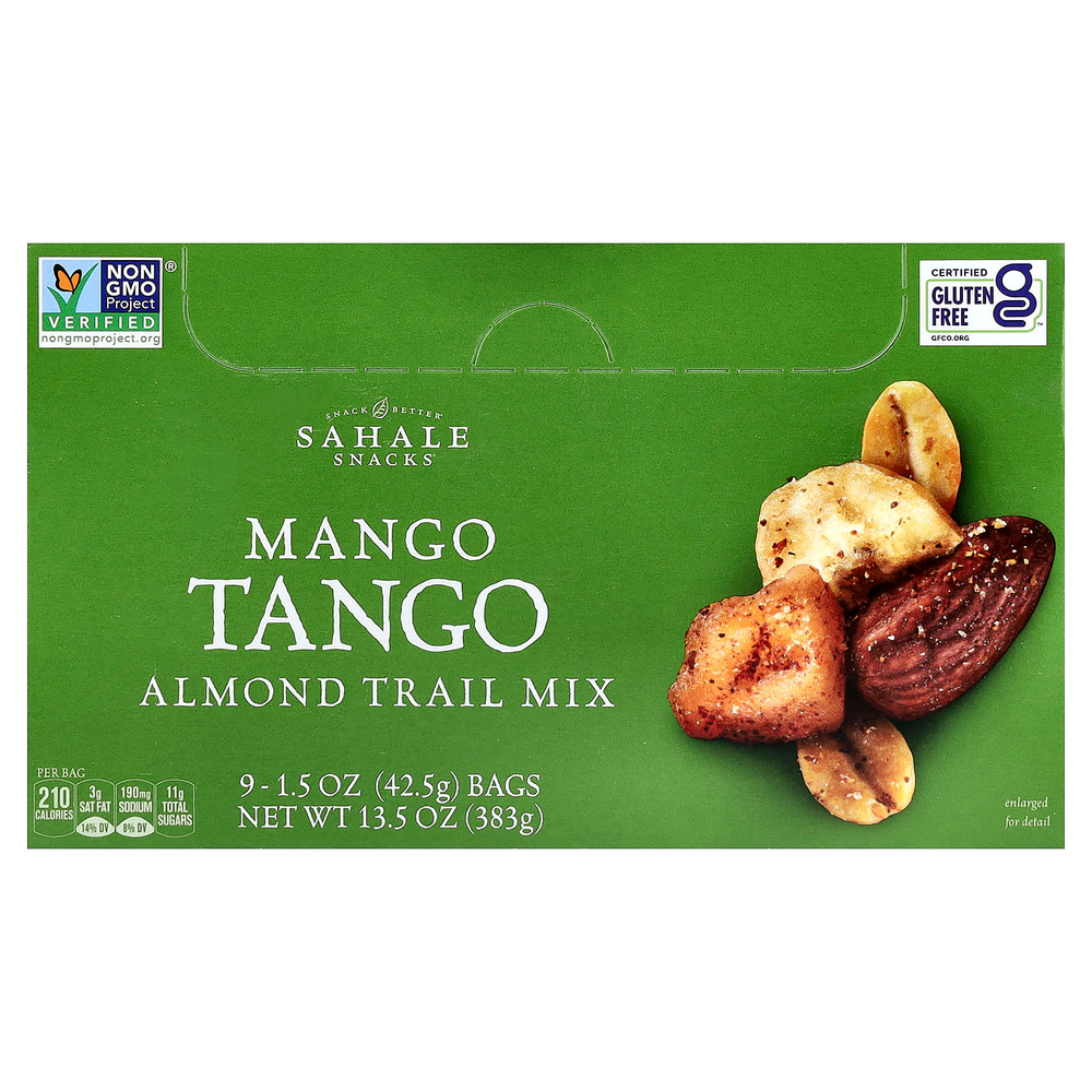Sahale Snacks, смесь миндаля, орехов и сухофруктов, манго, 9 пакетиков по 42,5 г (1,5 унции)