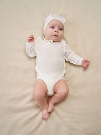 Боди с длинным рукавом "Молоко" из ажурного хлопка 0+