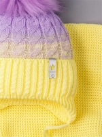 Шапка для девочки зимняя вязаная с помпоном и снуд