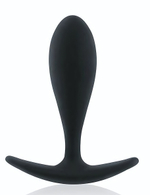 Черная гладкая анальная пробка с ограничительным основанием - 9 см. (Цвет: черный)