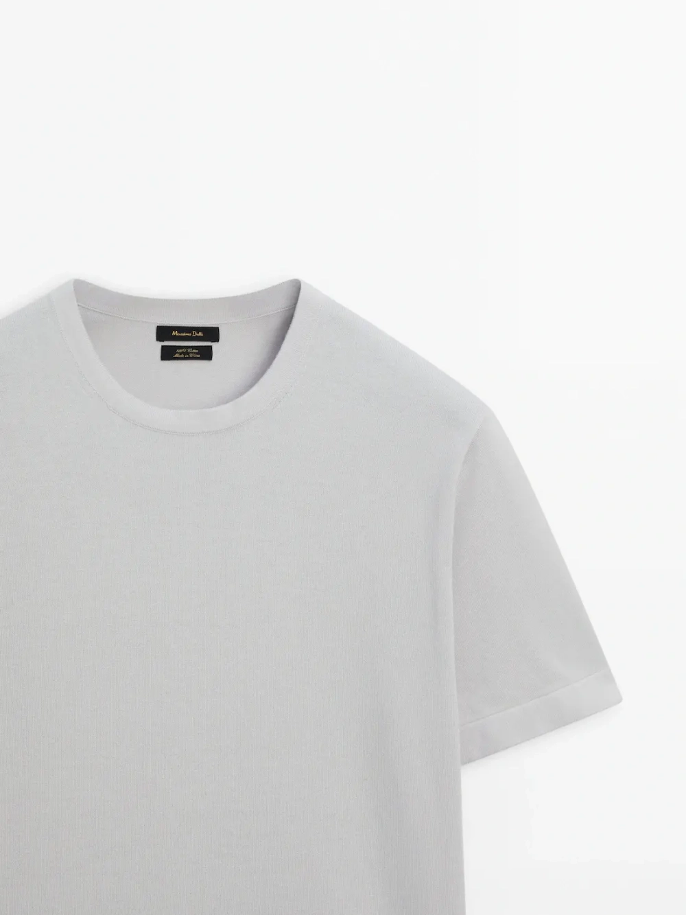 Massimo Dutti Футболка из 100% хлопка, жемчужно-серый