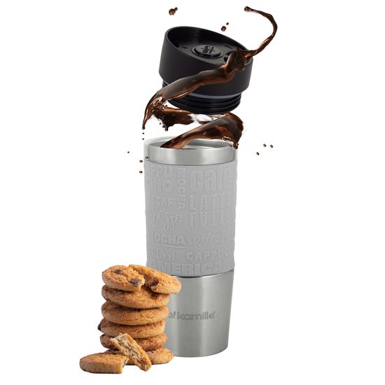 Термокружка 380 мл. из нержавеющей стали Kamille KM 2153 с TPR вставкой