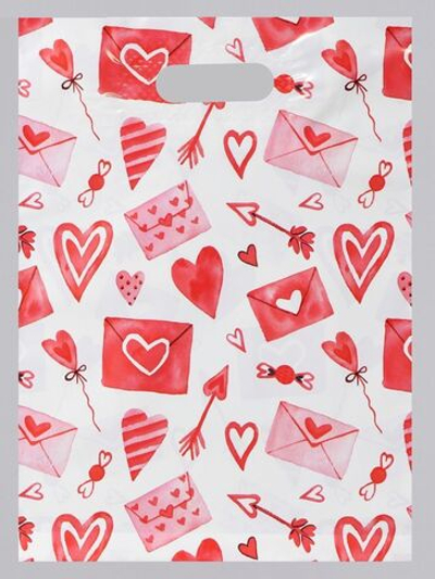 Подарочный пакет С любовью - 31 х 40 см. (Цвет: белый с красным)