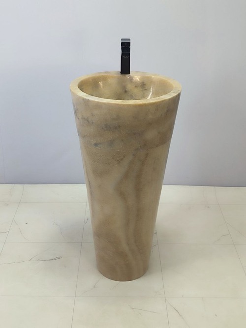 Раковина напольная из оникса Yellow ON-66252 45*45*90 из натурального камня