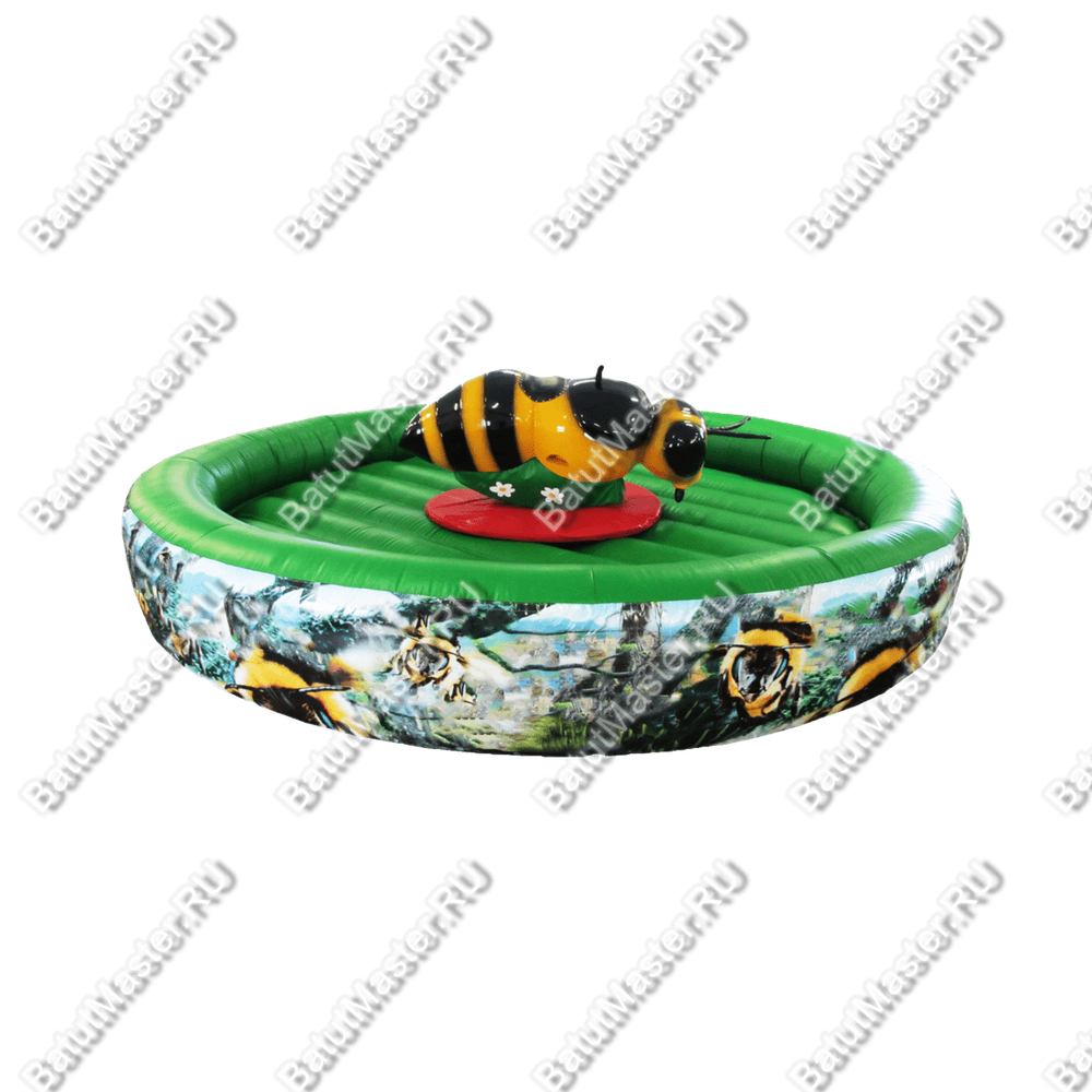 Надувной аттракцион Родео, пчела+батут, "Пчёлка", круглый, 6*6*3 м