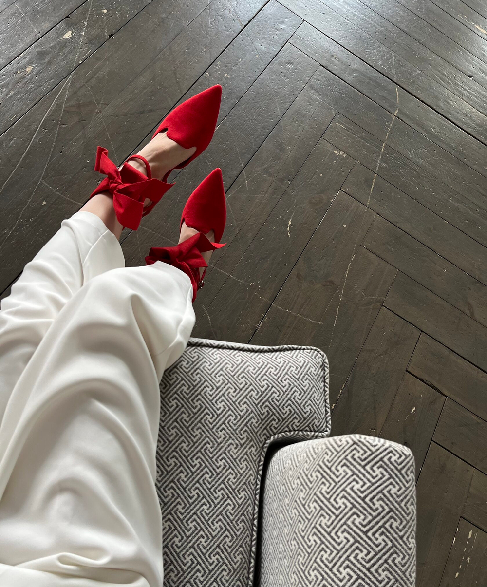Мюли красные с бантом LUSIA RED