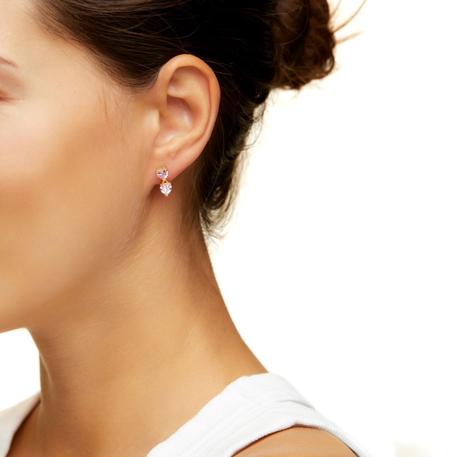 Серьга Double Whisper Heart Stud Earring – Pink