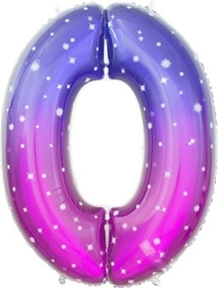 К Цифра 0 Сияющий космос Сиреневый Градиент 85 см.