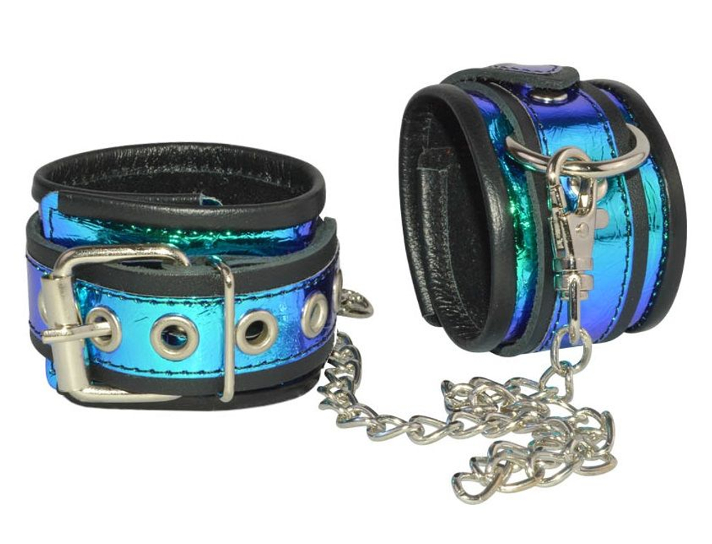 Черные оковы с синей голографической отделкой (Цвет: черный с синим)
