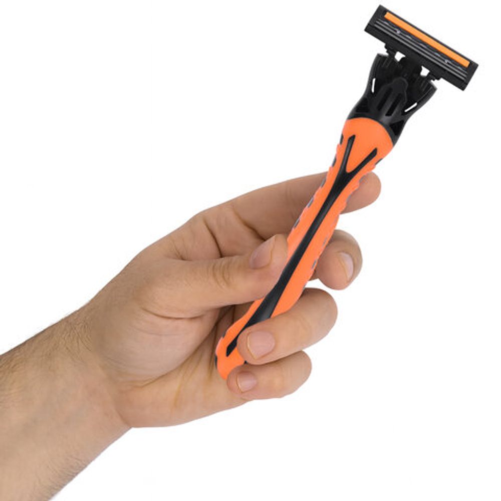 Бритвенный станок многоразовый мужcкой, 3 лезвия, 11 кассет, оранжевый, X-ONE (ИКС-УАН), 700023