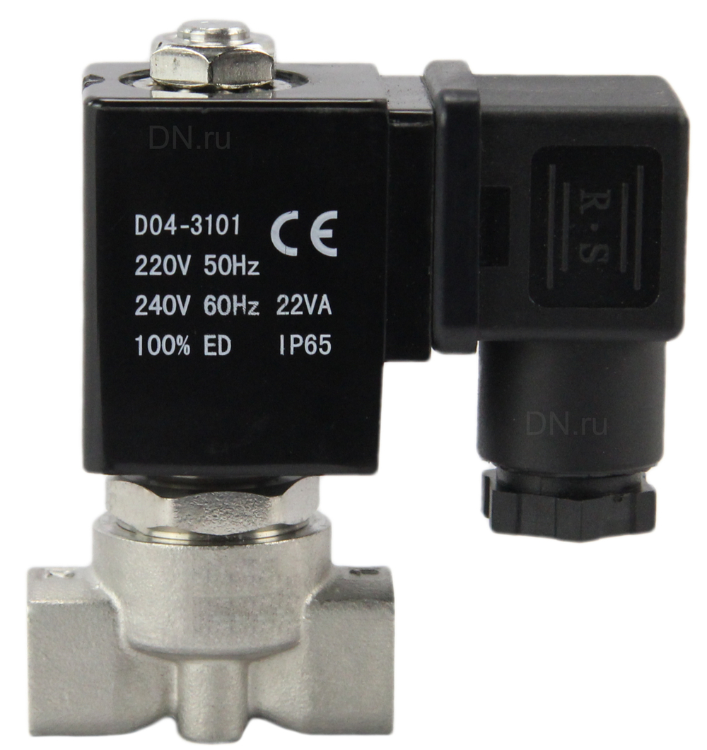 Two way normally closed with zero pressure differential electric solenoid valve Elephant VS2W-701 P-Z-NC PTFE G 110/220V, body material - stainless steel AISI 304, seal - PTFE, with coil YS-018 220V