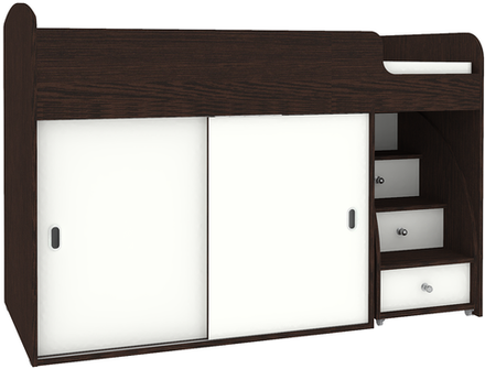 Кровать-чердак КарИВи Малыш Купе Венге Белый