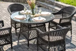 "Дольче" обеденная группа из искусственного ротанга, цвет графит