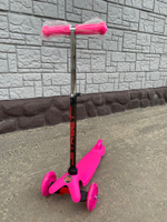RR1-2/Самокат трехкол. колеса: d110 мм.d76 мм. раз.пл: 51*11 см, Розовый