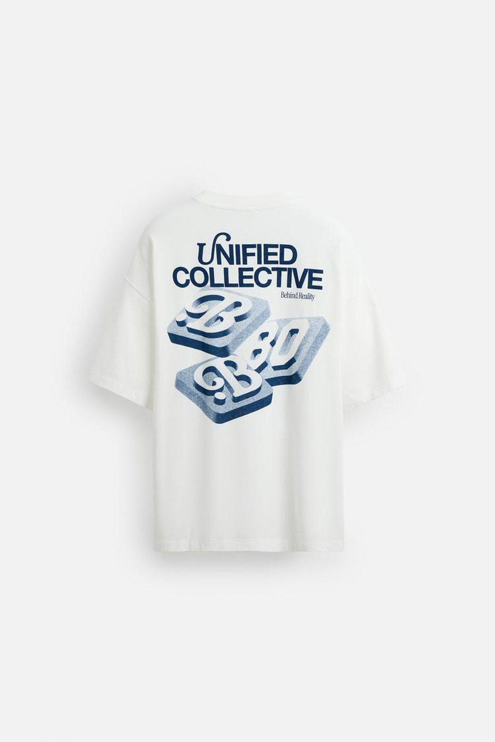 ZARA ФУТБОЛКА С КОНТРАСТНЫМ ПРИНТОМ, БЕЛЫЙ