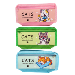 Пенал "Кошечки" текстиль с карманом, 21*9*3,5см, 3 вида микс, инд.пакет