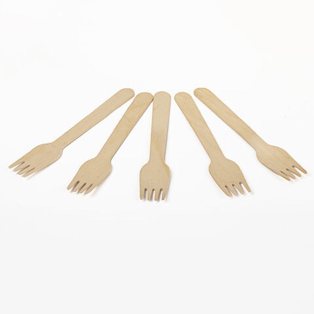 Вилка одноразовая деревянная 160 мм, КОМПЛЕКТ 100 шт., БЕЛЫЙ АИСТ, 607574, 61