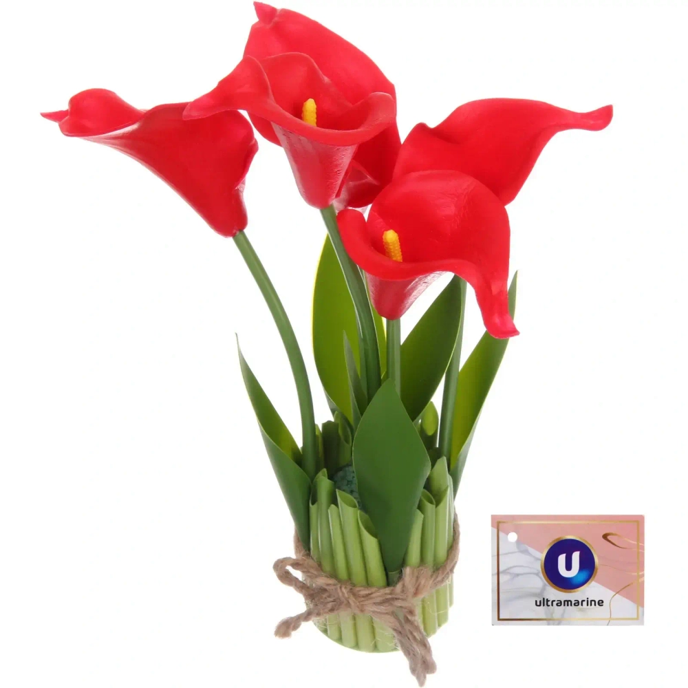 Цветочная композиция «Весенняя рапсодия» 15*30см Каллы красные