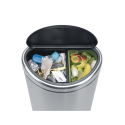 Ведро для мусора Brabantia Touch Bin двухсекционное матовая сталь с защитой от отпечатков пальцев 10л 23л загрузка