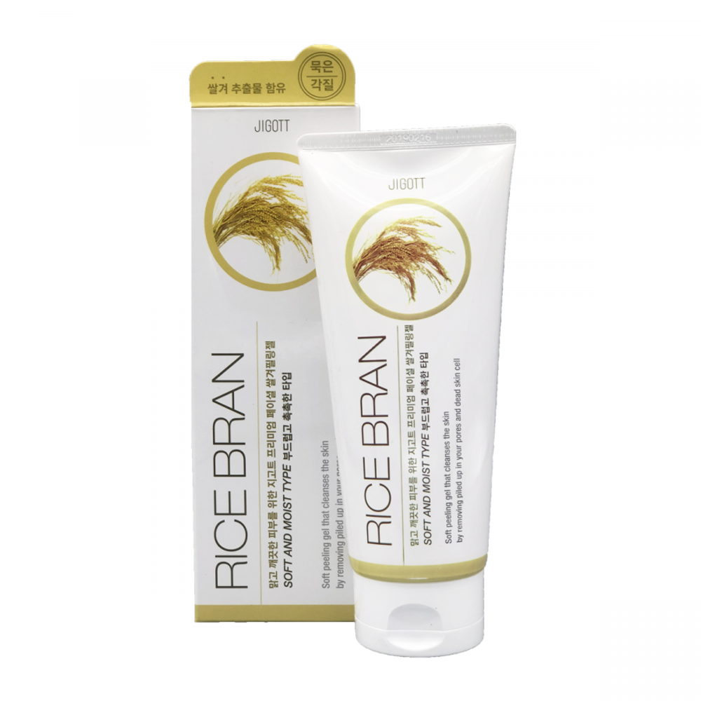 JIGOTT Premium Facial Rice Bran Peeling Gel Очищающий гель для лица с экстрактом рисовых отрубей  180мл