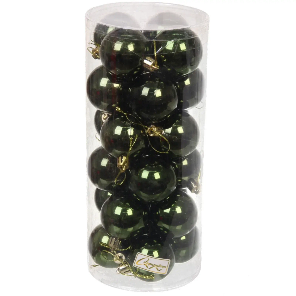 Новогодние шары 5 см (набор 24 шт) «Глянец», изумруд