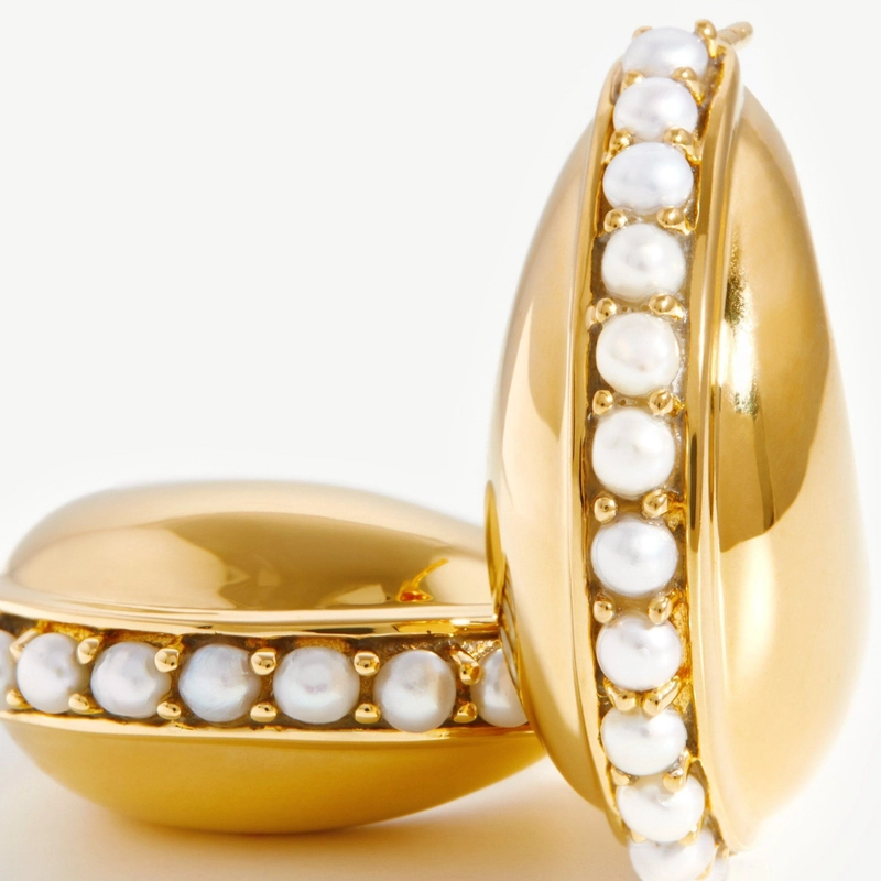 Серьги-кольца Купол с Драгоценным Камнем