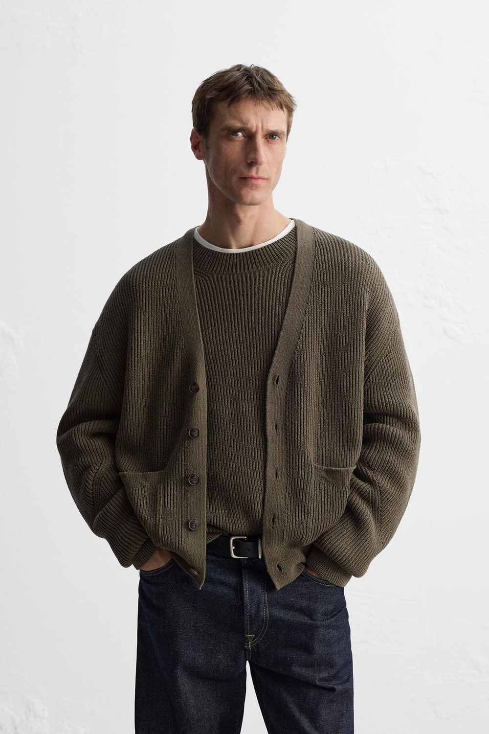 Кардиган relaxed fit из смесового хлопка