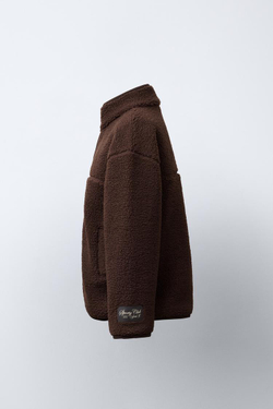 ZARA КУРТКА ИЗ ИСКУССТВЕННОЙ ОВЧИНЫ С ОТОРОЧКОЙ, КОРИЧНЕВЫЙ