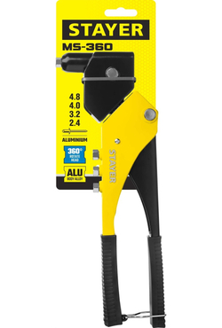 STAYER MS-360, 0 - 360°, 2.4 - 4.8 мм, 280 мм, поворотный заклёпочник (3110)