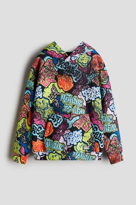 H&M Толстовка с капюшоном и принтом, разноцветный