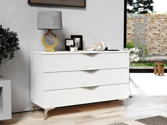 Комодино ПМ-390.11 Комод Белый софт , Белый Жемчуг