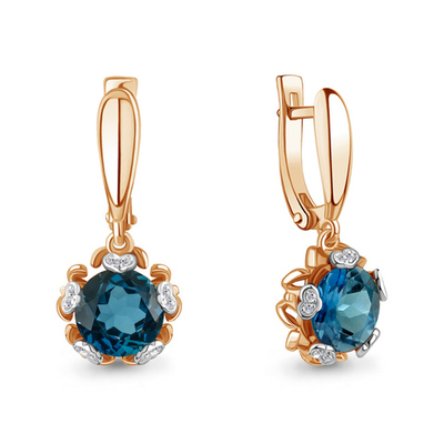 942901к Серьги из Золота с бриллиантами, топазами лондон блю из коллекции "Breeze"