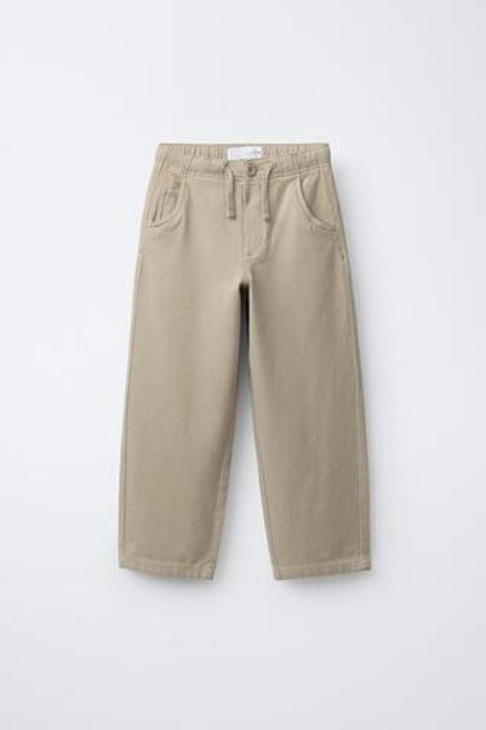 ZARA МЯГКИЕ БРЮКИ С ДЕКОРАТИВНОЙ СТРОЧКОЙ, БЕЖЕВЫЙ