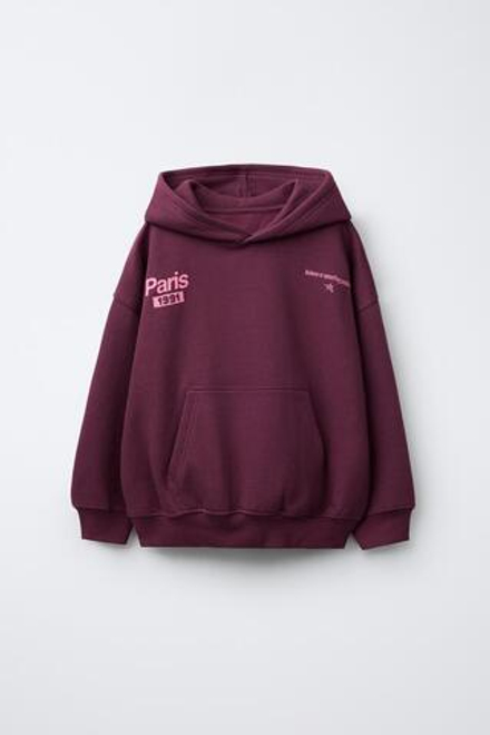 ZARA ТОЛСТОВКА С КАПЮШОНОМ, ТЕМНО-РОЗОВЫЙ