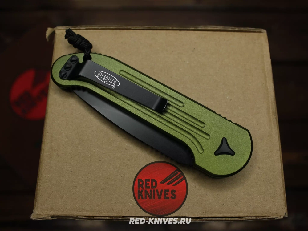 Нож MIcrotech LUDT - зеленая рукоять, черный клинок (эксклюзив RED-Knives) RK-463