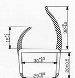 Уплотнитель для ворот фургона резинопластик 30мм, (5 м.)