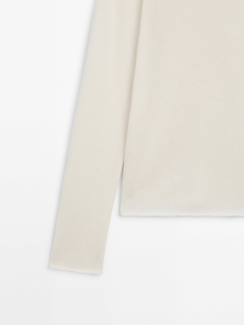 Massimo Dutti Свитер из тонкой шерсти с окантовкой, светло-бежевый