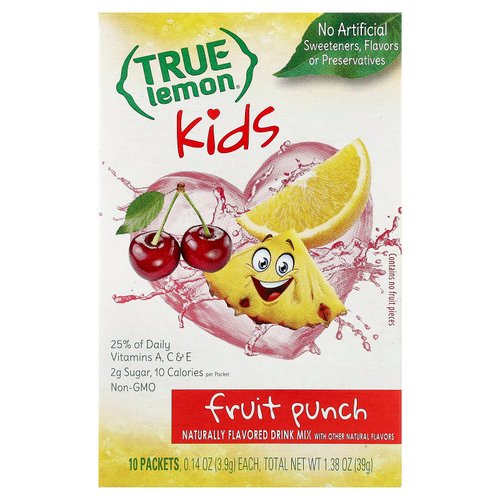 True Citrus, True Lemon®, смесь для приготовления детского напитка, фруктовый пунш, 10 пакетиков по 3,9 г (0,14 унции)