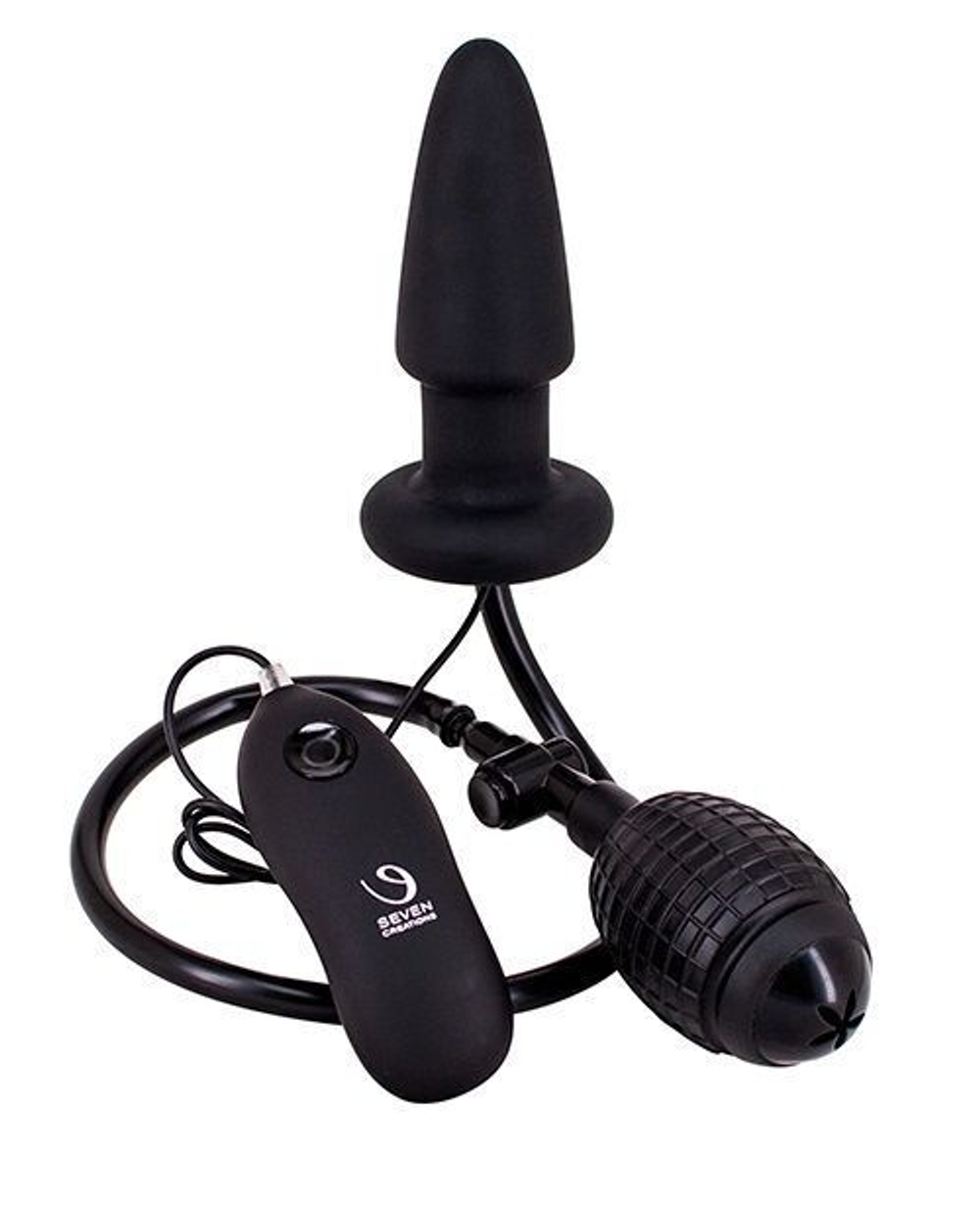 Черная вибропробка с функцией расширения FANNY HILLS SILICONE BUTT PLUG - 11 см. (Цвет: черный)