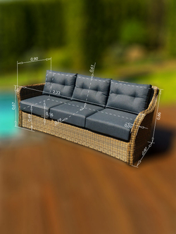 3-х местный диван из искусственного ротанга ВЕНЕЦИЯ (цвет: коричневый)