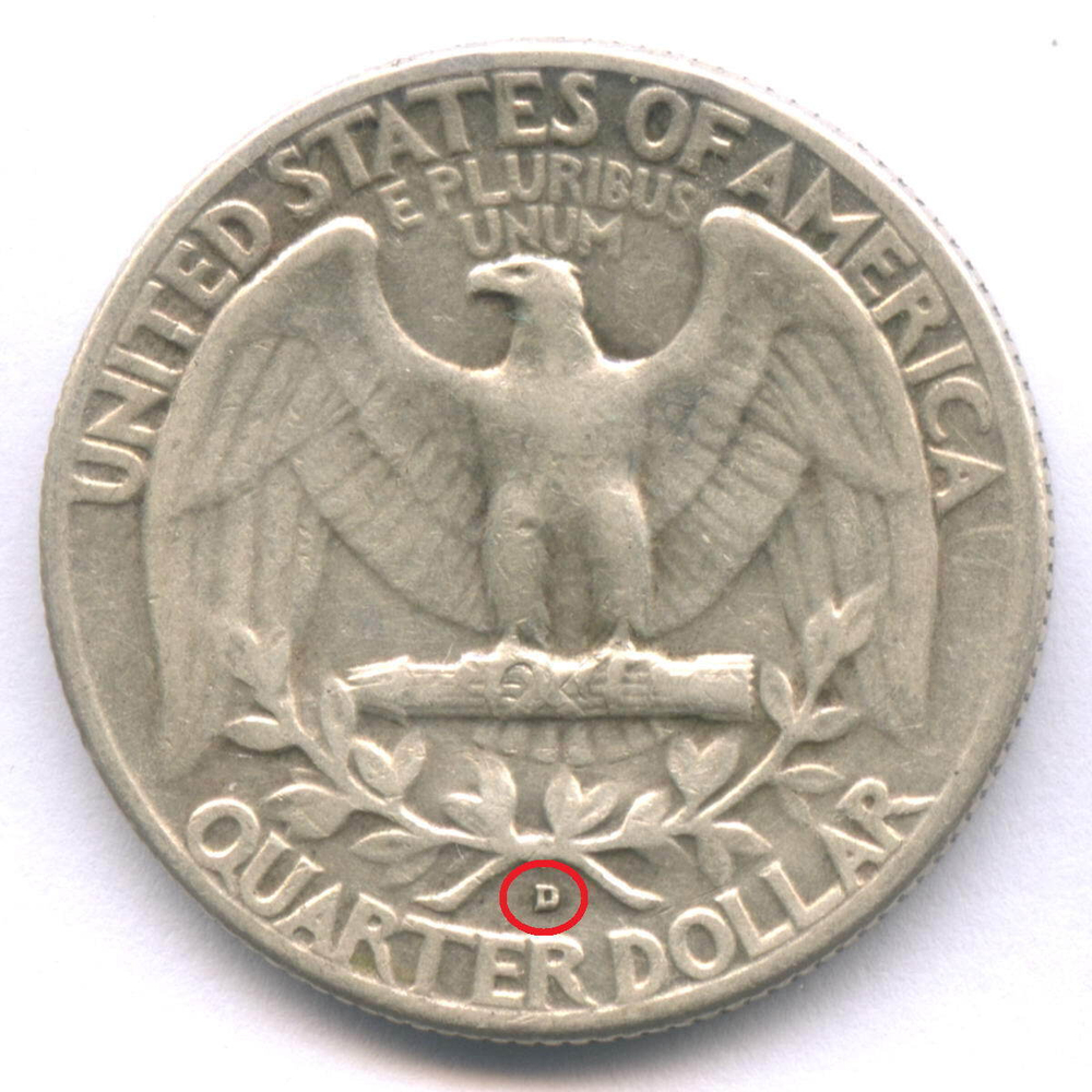 1/4 доллара 1957 (D). США. Серебро VF