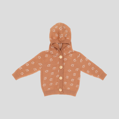 Кардиган в цвете терракот с принтом слоненок