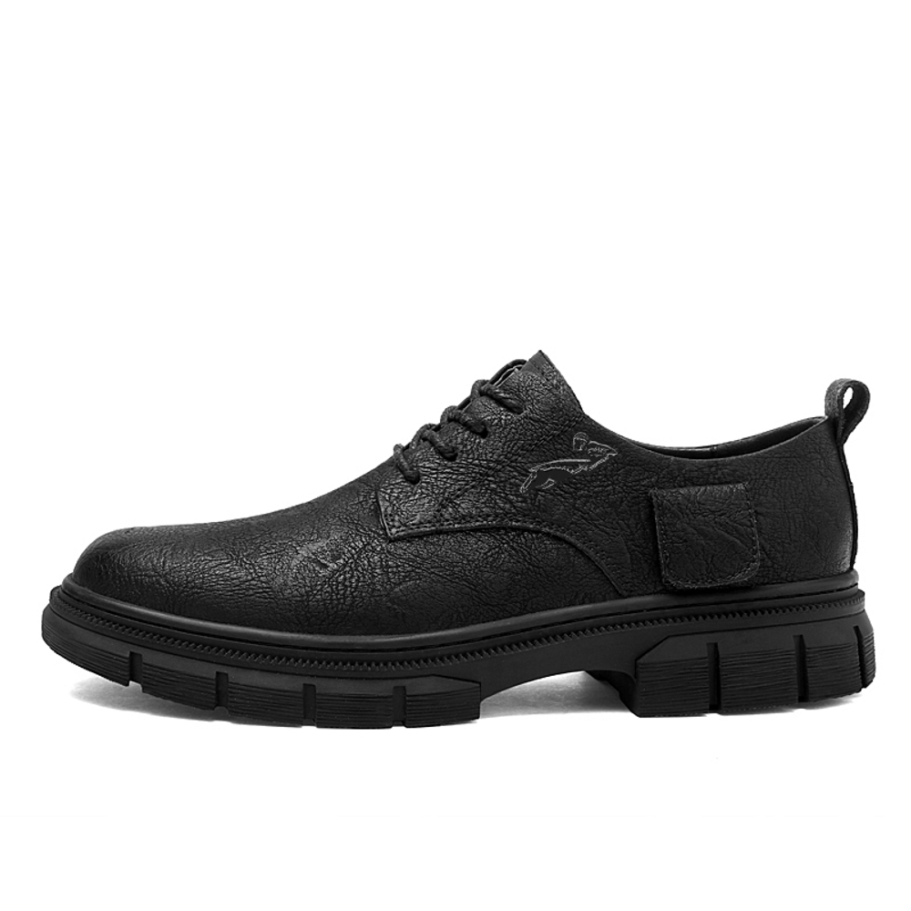 YINGLUNQISHI Top Grain Cow Leather Work Boots Men"s Black