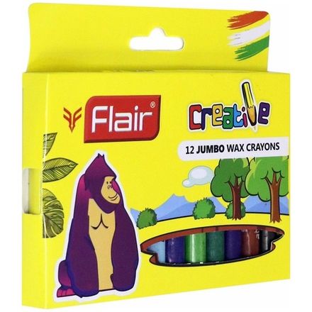 Мелки восковые 12цв. Flair Creative, утолщенные, картон. уп.